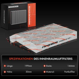 Frankberg 2x Cabin Air Filters with Particulate Filters Compatible with Agila (B) H08 1.0L 1.2L 2008-2014 Splash EX 1.0L 1.2L 2008-2024 Replace# CU2028