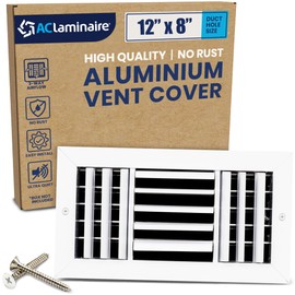 12x8 Inch (Duct Opening) Aluminum 3-Way Air Flow Vent – HVAC Vent Cover for Wall or Ceiling – Quiet HVAC Wall Register with Multi-Shutter Damper – Adjustable Curved Blade - Plastic Seal for Tight Fit