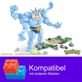 MEGA MEGA Pokémon Machomei - 399-teiliges Bauset zum erstellen Einer detailreichen Figur, 18 cm groß, boxt mit den Armen nach vorne, für Kinder ab 3 Jahren HTH70