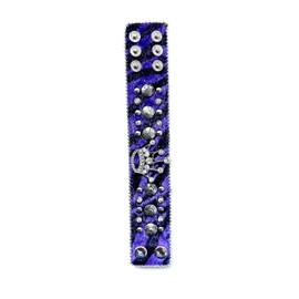 Animal Print Faux Leather Crystal Crown Bracelet-Purple
