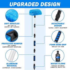 Feeloco 62" Car Wash Brush with Long Handle,Scratch-Free Soft Bristles,Complete Vehicle Cleaning Kit for Cars, Trucks & RVs,Includes Wheel Brush, Windshield Squeegee & Microfiber Mitt