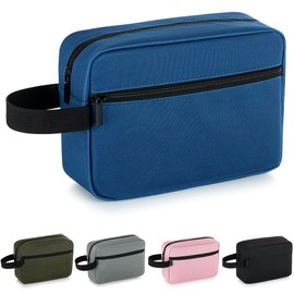 Elviros Travel Toiletry Bag for Women and Men, Lightweight Makeup Bag Hanging Dopp Kit with Shaving Compartment Cosmetic Organizer Small Tool Bag Travel Essentials, Navy Blue