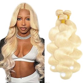 Blonde Bundles Human Hair 613 Body Wave Bundles 18 20 22 Inch Brazilian Blonde Body Wave Human Hair 3 Bundles 613 Bundles Soft and Shiny Hair Extensions Honey Blonde Bundles
