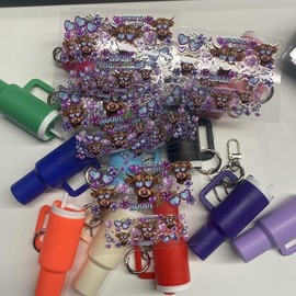 Random high-end trendy fashion Mini Tumbler Cup Keychains and Stickers--Stickers and keychains need to be purchased separately - Color: 50pcs Cartoon Keychains Stickers