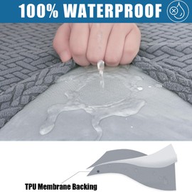 Smiry Waterproof Couch Cushion Covers, Stretch Jacquard Thick Sofa Cushion Covers, Washable Seat Slipcover Elastic Furniture Protector for Pets, Kid (Medium, Light Grey)