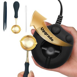 VSECUON Dual-Spout Electric Wax Seal Warmer Black with Spoon Tweezers Stirring for Melting Wax Sealing Beads