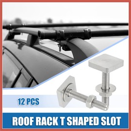 ACROPIX Car Roof Rack T Shaped Slot Bolt M6 W/Nuts Washer T Shaped Track Bolts Roof Rack Cargo Carrier Bolt Accessories Stainless Steel (Pack of 12) Car Parts