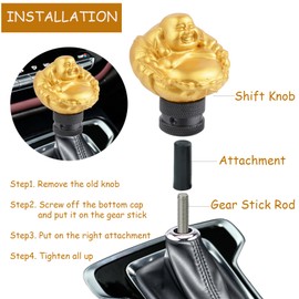 Temzzer Gear Shifter Knob Unique Weighted Car Shifter Handle Resin Shift Stick Head for Most Manual Automatic Vehicles (Gold)