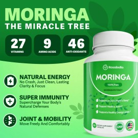Moringa Cpsulas Rosabella 800mg Vegano Sin Gluten 120 Unidades                                                                                        