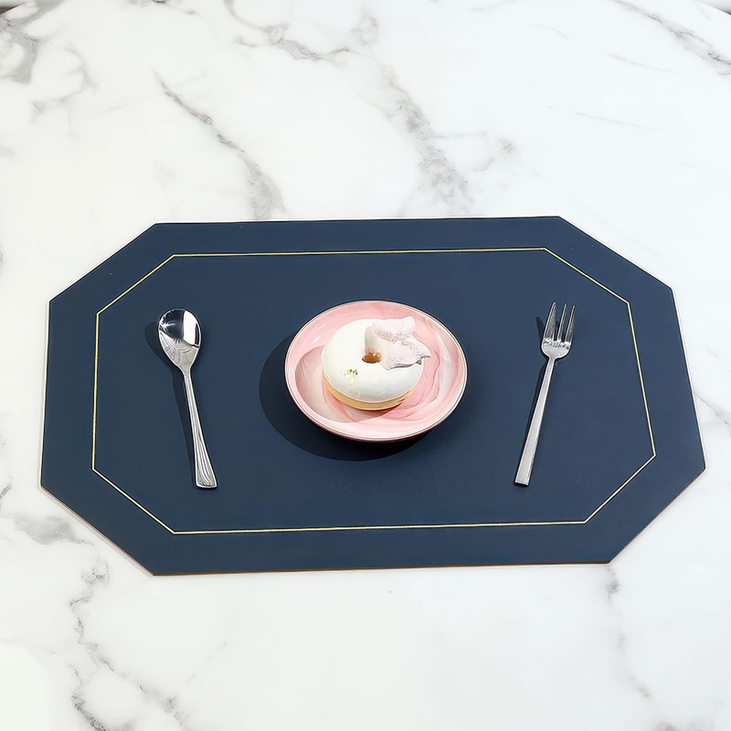 Faux Leather Placemats,Wipeable Dual Sided,Set of 4