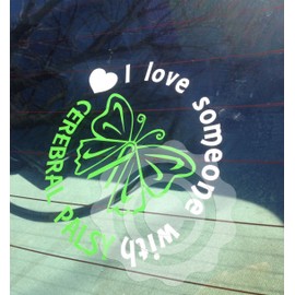 Cerebral Palsy Green Awareness Ribbon Butterfly Love Window Decal