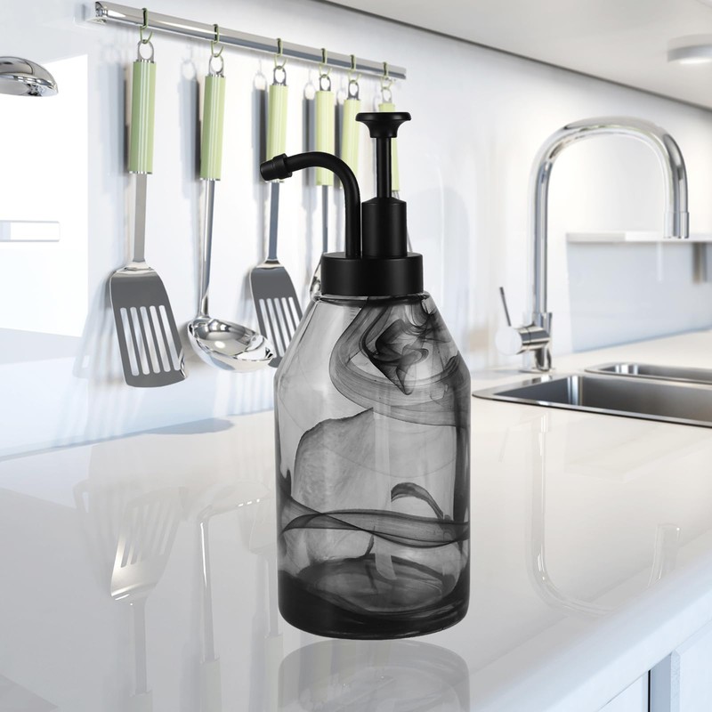 Glass Soap Dispenser for Kitchen and Bathroom Counter, Gothic Decor,12.5