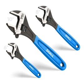 Llave Perica Juego De Llave Inglesa Ajustable 6'', 8'', 10'' 3Pzs Con Funda Antideslizante Para Mecánica Automotriz, Reparación Doméstica, Mantenimiento Industrial Y Más