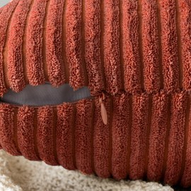 EMEMA Cushion Covers Corduroy Oblong Throw Pillow Covers Striped Soft Sham Home for Sofa Couch Bedroom Decorative Pillowcases 12x20 Inch 30x50cm Set of 2 Caramel