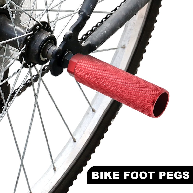X AUTOHAUX Pair Rear Foot Pegs Footrests Red for Bicycle