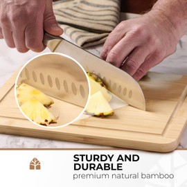 Cutting Boards for Kitchen, Wood Cutting Board - Bamboo Cutting Board Set of 3 with Holder, Light Color, Durable & Eco-Friendly, Perfect for Chopping, Serving, and Food Prep.