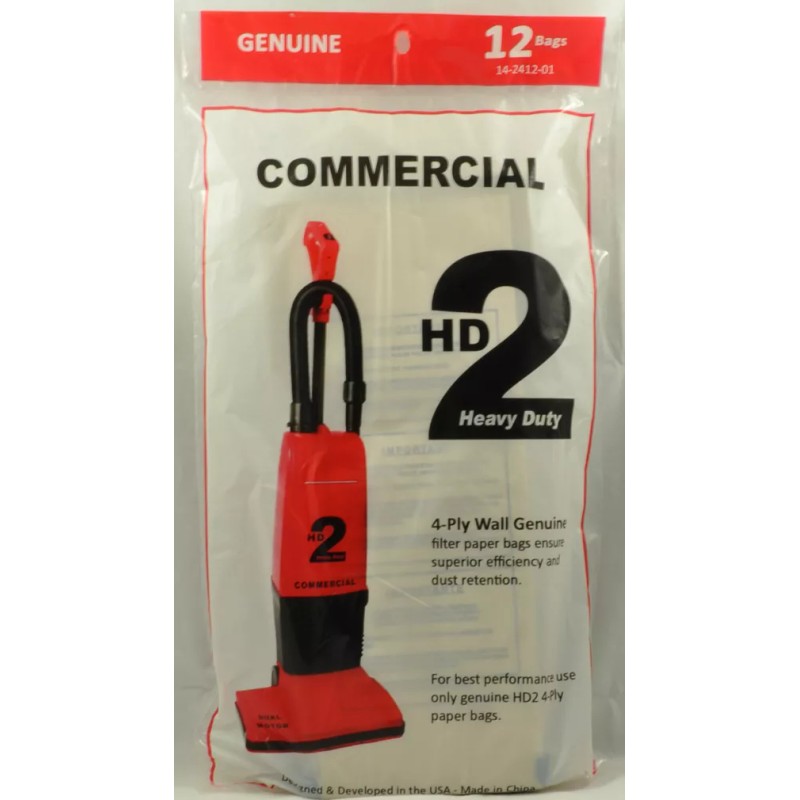Commercial HD2 Upright Vacuum Cleaner Bags, 14-2412-01