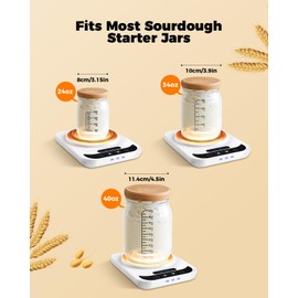 Sourdough Starter Warmer 2025 Upgrade, Precise Thermostat Control (70-100°F), Sourdough Heating Mat, Auto Warming On/Off, 12-Hour Timer, Homemade Sourdough Bread Baking Tools for Home Kitchens White