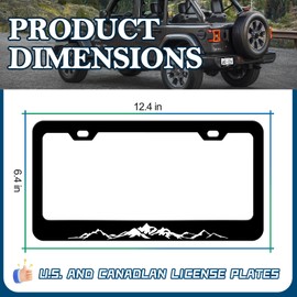LIN KANG 2PCS Mountains License Plate Frames Funny Black and White Mountain License Plate Holder Stainless Steel Auto Parts Rust-Proof Waterproof Car Decorative Tag Frames for Standard US 12x6 Inch