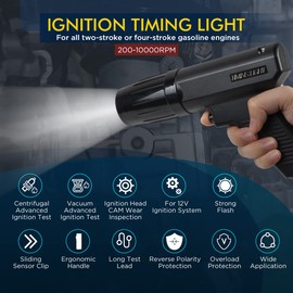 Timing Light 12V Ignition Timing Light Automotive Strong Flash Timing Lights with Sliding Sensor Clip,Long Test Lead, Reverse Polarity Protection, Overload Protection for Car, Motorcycle Petrol Engine