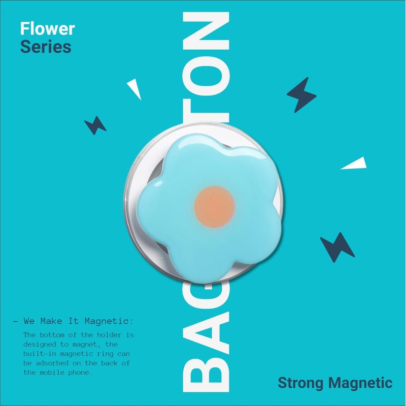 Cute Flower Series Collapsible Design Phone Grip (Magnetic, Pink)