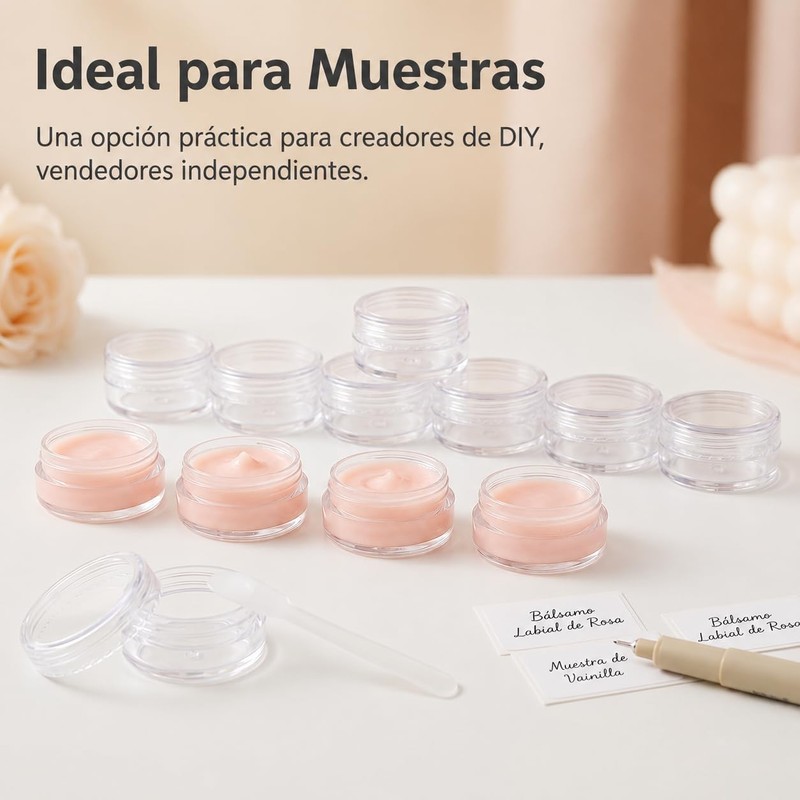 Tarros de Viaje Plástico Transparentes 100pcs Envases Mini Frascos y