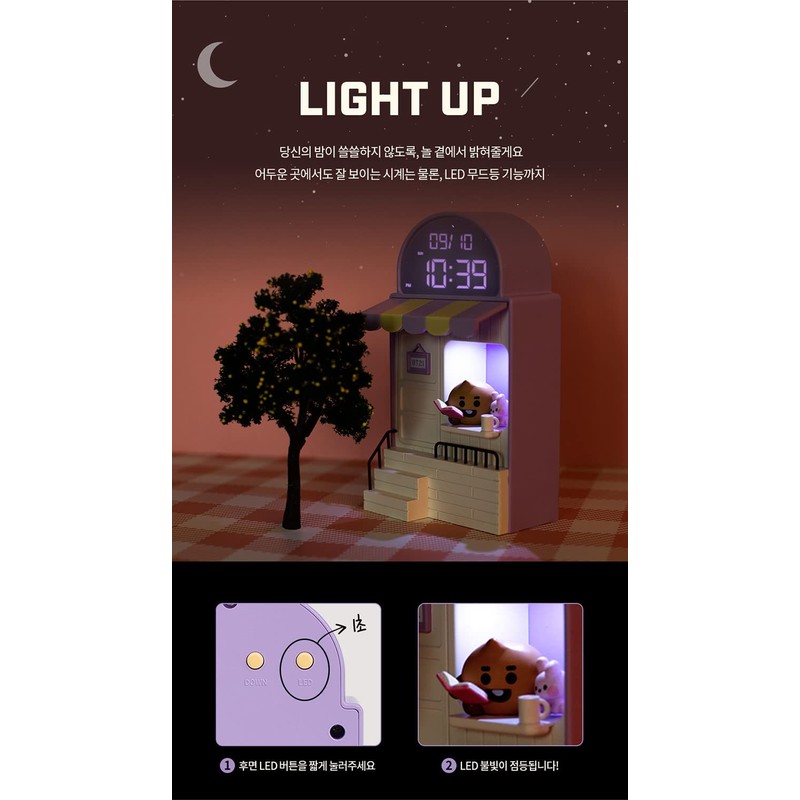 BT21 Chimmy Cafe Clock Led Desk Clock/Figure Home Deco