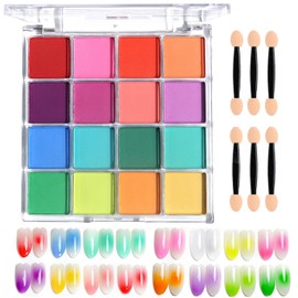 DMQ Nail Pigment Powder, 16 Colours Pink Chrome Nail Powder, Yellow White Pastel Ombre Nail Art Palette for Nail Design, Gradient Nail Art Body and Crafts for Women Girls DIY Manicure at Home