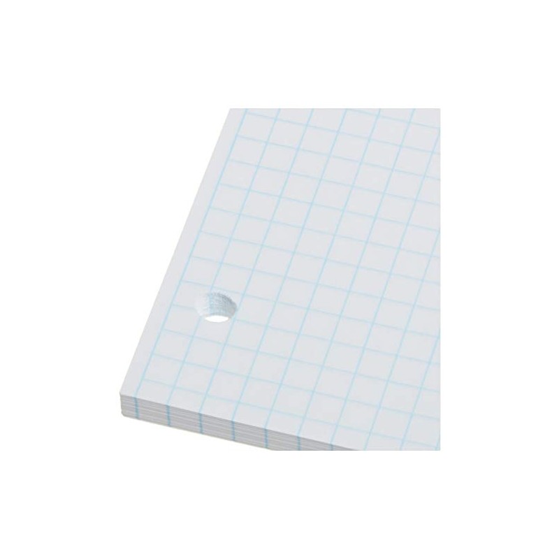 Pacon Filler Paper, White, 3-Hole Punched, 1/4" Grid Ruled 8"