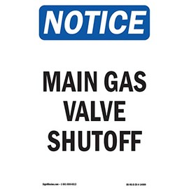 OSHA Notice Signs - Main Gas Valve Shutoff | 10 Pack of Decals | Protect Your Business, Construction Site, Warehouse & Shop Area | Made in The USA