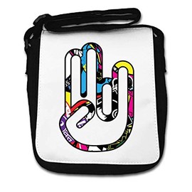 Sticker Bomb Styled Japan JDM Hand Shocker Small Shoulder Bag, black
