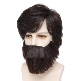 Man Costume Wig Realistic Shaggy Old Man Wig with Detachable Wizard Beard