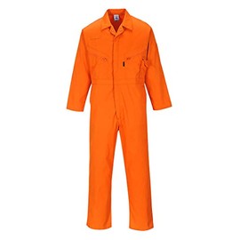 Portwest C813 Men's Work Coveralls - Liverpool Lightweight Polycotton Safety Coverall with Zip and Pockets Orange, Large