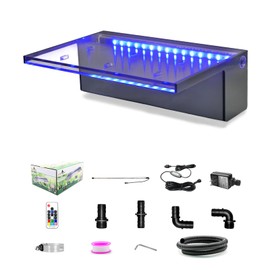 LONGRUN Waterfall Spillway Multi-Color LED Light Outdoor Pool Fountain, Acrylic Water Spillway Koi Pond Waterfalls Fountains Kit for Garden Patio Swimming Pool Koi Ponds Decoration-11.8"