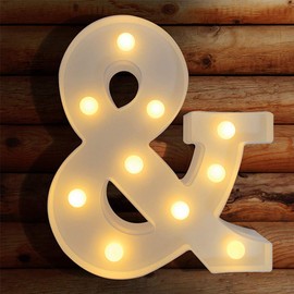 VITI - Letras con luces LED iluminadas para luz nocturna, letras del alfabeto para decoración de pared, letras iluminadas para boda/fiesta de cumpleaños, decoración de Navidad, funciona con pilas (&)