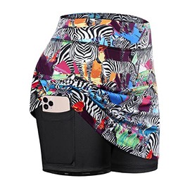 Fulbelle Womens Skirts for Summer, Tennis Skort High Waisted Golf Skirts for Women with Pockets Casual Athletic Skort Colourful Zebra Small