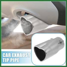 Motoforti Car Exhaust Tip Pipe 2.36" Inlet 2.72"x2.32" Outlet Heart Shaped Exhaust Tail Pipe for Pipes Diameter 1.77" to 2.2" Stainless Steel Silver Tone Long-lasting