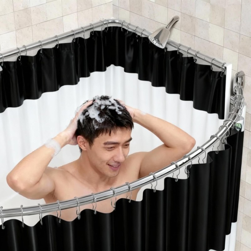 2 Pack Shower Curtain Rod Brackets, Adjustable 180°Rotation, Curved Shower