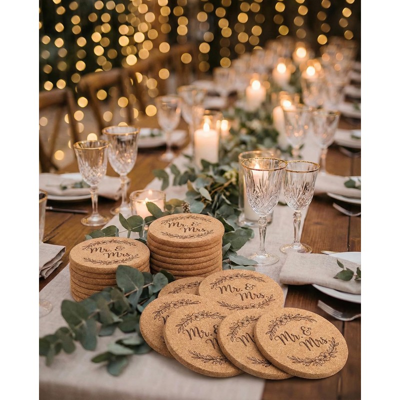 Faithful Panda 100Pcs 4.33" Blank Cork Coasters for Laser Engraving