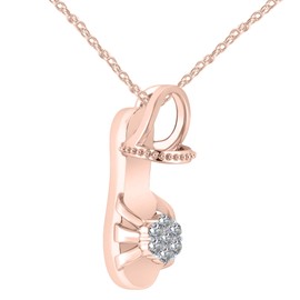 Women Jewelry 925 Sterling Silver Round Cut Sandal Pendant Necklace with 18" Chain 0.05 CT Natural Diamond-H-I, I1-I2- Choice of Silver Plated (Yellow,White,Rose)