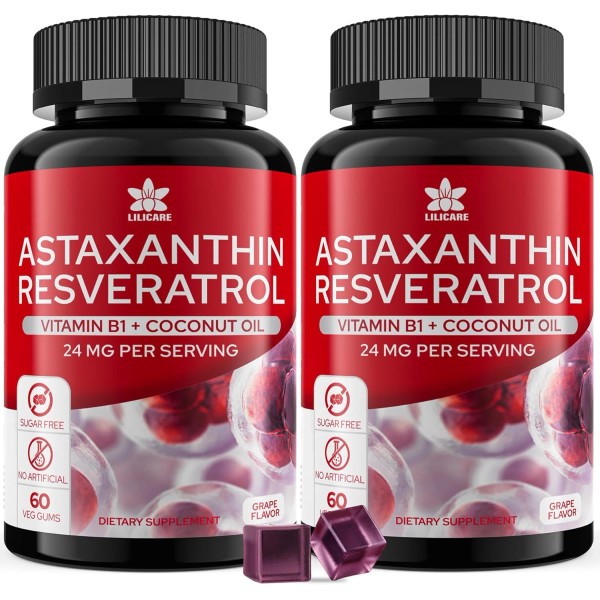 Envy Deal Astaxanthin Gummies, 24mg, with Resveratrol & B1, Vegan