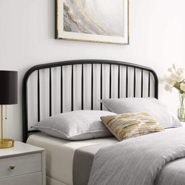 Modway Nova Modern Farmhouse Metal King Headboard in Black