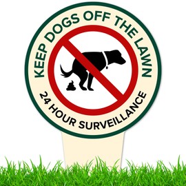 Keep Dogs Off The Lawn, 24 Hour Surveillance Sign, 9x17, Heavy Duty Integrated Ground Stakes, Indoor/Outdoor Use, Rust Free Aluminum Composite, Made in USA by My Sign center