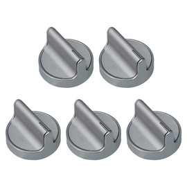 5 Pcs Silver Stove Control Knobs Metal Range Surface Burner Control Cooktop Knob W10594481 Mounting Hole Inner Dia 6.5MM/0.26Inch Rod Length 15MM/0.59Inch