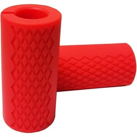 Pull Up Bar Thick Bar Adapter, Weight Grip Bar Fit for Standard Barbell - Dumbbell Handle Grips, Silicone Rubber Barbell Grips for Weight Lifting Cable Attachments & Fitness Training - Color: Red