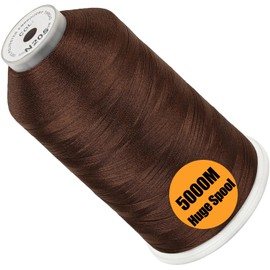 New brothread - Single Huge Spool 5000M Each Polyester Embroidery Machine Thread 40WT for Commercial and Domestic Machines - Dark Brown (Janome Color)