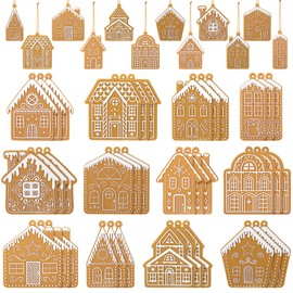 Yookeer 36 Pcs Christmas Tree Ornaments Home Design Gingerbread House Christmas Ornaments Gingerbread Theme Xmas Hanging Decorations Large House Shaped Tree Cookie Decorations (Classic Style)