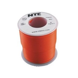 NTE Electronics WH24-03-100 Hook Up Wire, Stranded, Type 24 Gauge, 100' Length, Orange