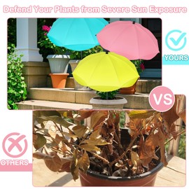 Feoang 3 Pack Upgraded Plant Umbrellas for Outdoor Plants, Adjustable Garden Shade Umbrella 26" Larger Plants Shade Cover Umbrella Sun Protection for Potted Plants Garden Beds from Direct Sunlight