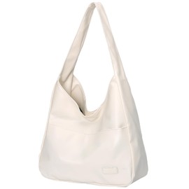 Leather Tote Bag for Women Hobo Bag Vegan Leather Shoulder Hand Bag Hobo Purse Womens Tote Bags Large Soft Shoulder Bag (Tote Bag, Beige)